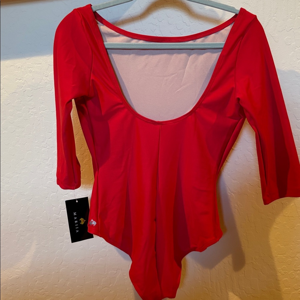 MARIA CROWN Boat Neck 3/4 Sleeve Leotard - Picture 3 of 7